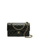 Chanel Black Quilted Caviar Small Classic Double Flap Bag Gold