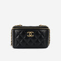 Chanel Mini Vanity Shoulder Bag in Black with Gold Metal