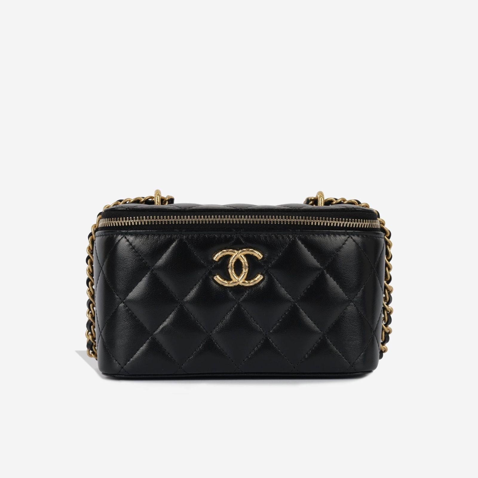 Chanel Mini Vanity Shoulder Bag in Black with Gold Metal